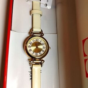 Liz Claiborne Leather Strap Gold Tone Watch in‎ Box